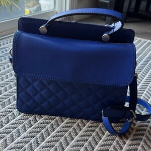 Chic Blue Quilted Satchel